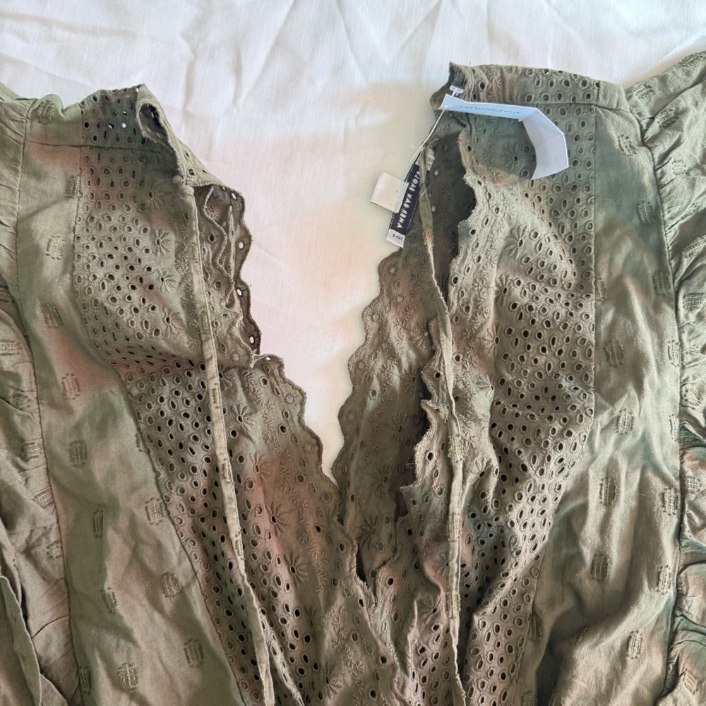 Olive Green Ruffled Romper - Picture 5 of 8